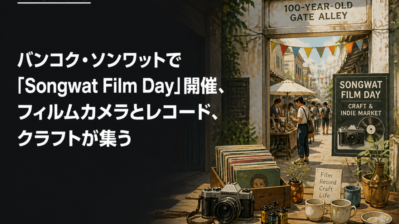 バンコク・ソンワットで「Songwat Film Day」開催、フィルムカメラとレコード、クラフトが集うを描いたAIイメージ