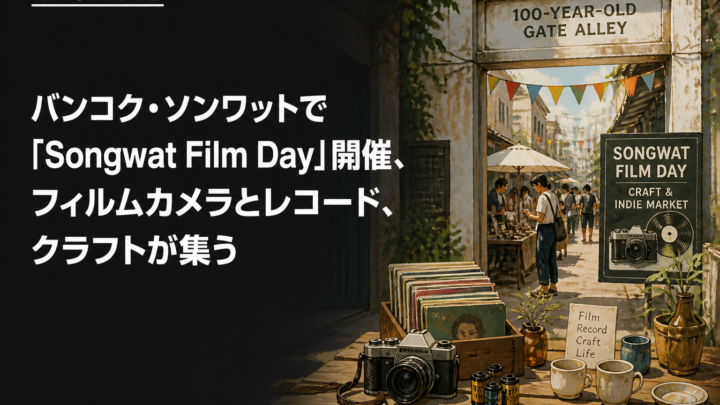 バンコク・ソンワットで「Songwat Film Day」開催、フィルムカメラとレコード、クラフトが集うを描いたAIイメージ