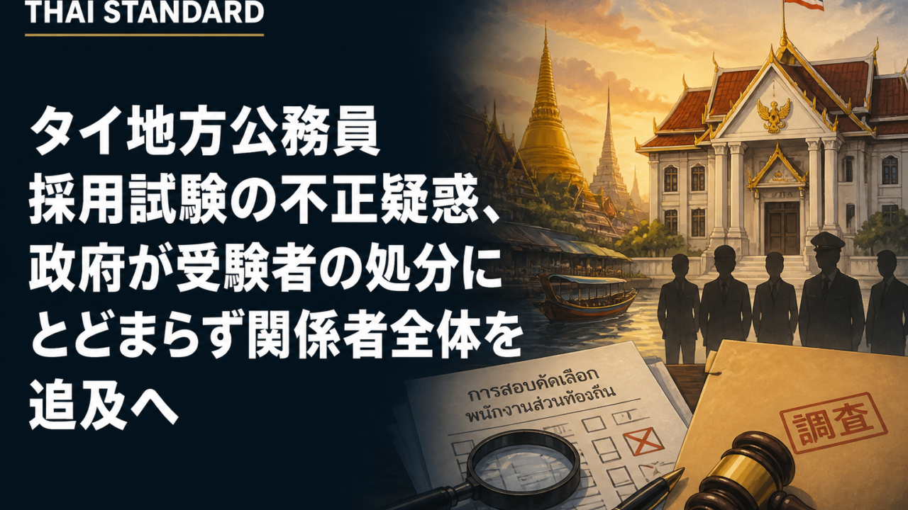 タイ地方公務員採用試験の不正疑惑、政府が受験者の処分にとどまらず関係者全体を追及へを描いたAIイメージ