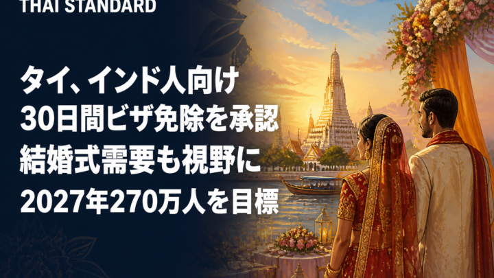 タイ、インド人向け30日間ビザ免除を承認　結婚式需要も視野に2027年270万人を目標を描いたAIイメージ
