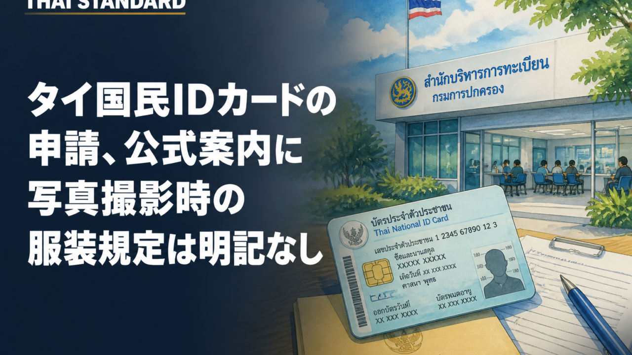 タイ国民IDカードの申請、公式案内に写真撮影時の服装規定は明記なしを描いたAIイメージ