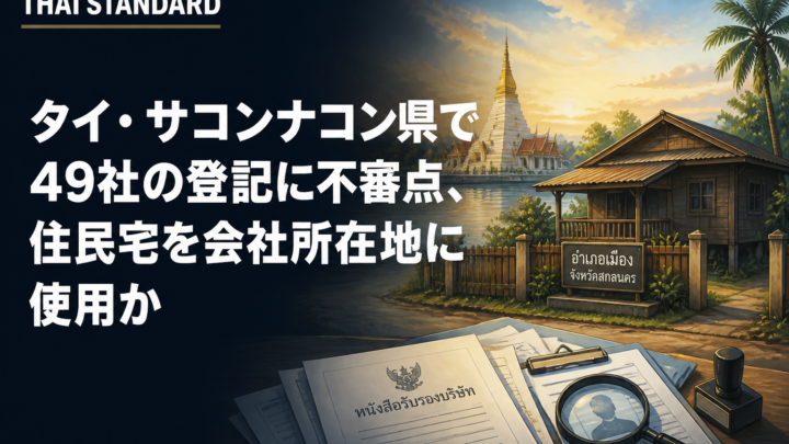 タイ・サコンナコン県で49社の登記に不審点、住民宅を会社所在地に使用かを描いたAIイメージ