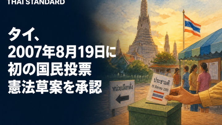 タイ、2007年8月19日に初の国民投票　憲法草案を承認を描いたAIイメージ