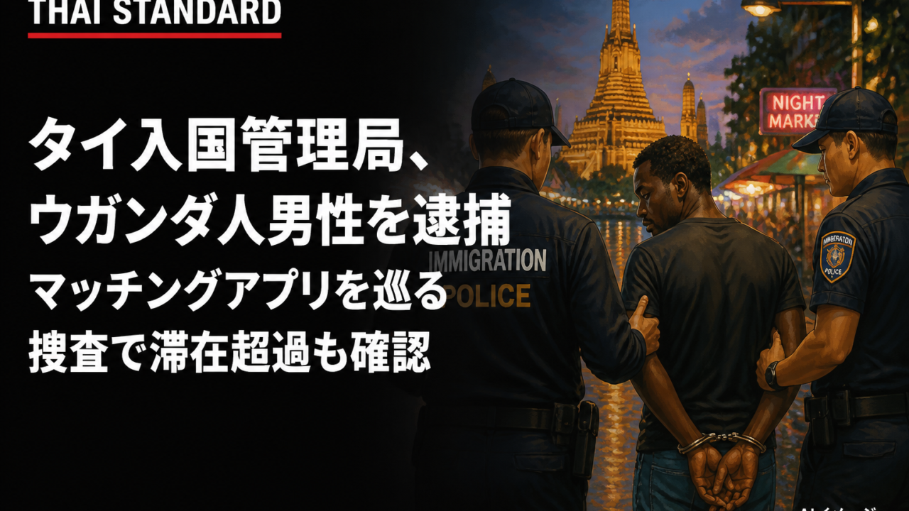タイ入国管理局、ウガンダ人男性を逮捕 マッチングアプリを巡る捜査で滞在超過も確認を描いたAIイメージ