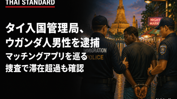 タイ入国管理局、ウガンダ人男性を逮捕　マッチングアプリを巡る捜査で滞在超過も確認を描いたAIイメージ