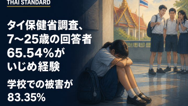 タイ保健省調査、7～25歳の回答者65.54％がいじめ経験　学校での被害が83.35％を描いたAIイメージ