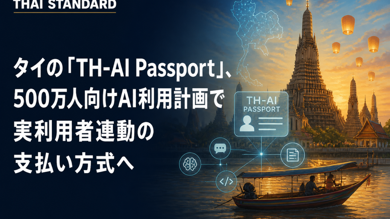 タイの「TH-AI Passport」、500万人向けAI利用計画で実利用者連動の支払い方式へを描いたAIイメージ