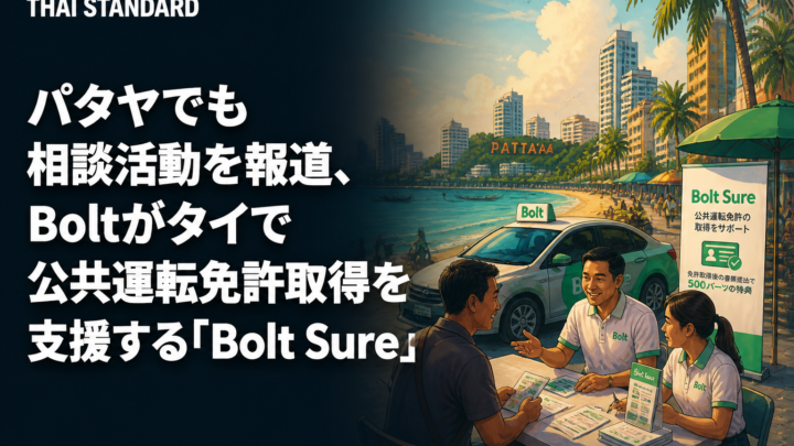 パタヤでも相談活動を報道、Boltがタイで公共運転免許取得を支援する「Bolt Sure」を描いたAIイメージ