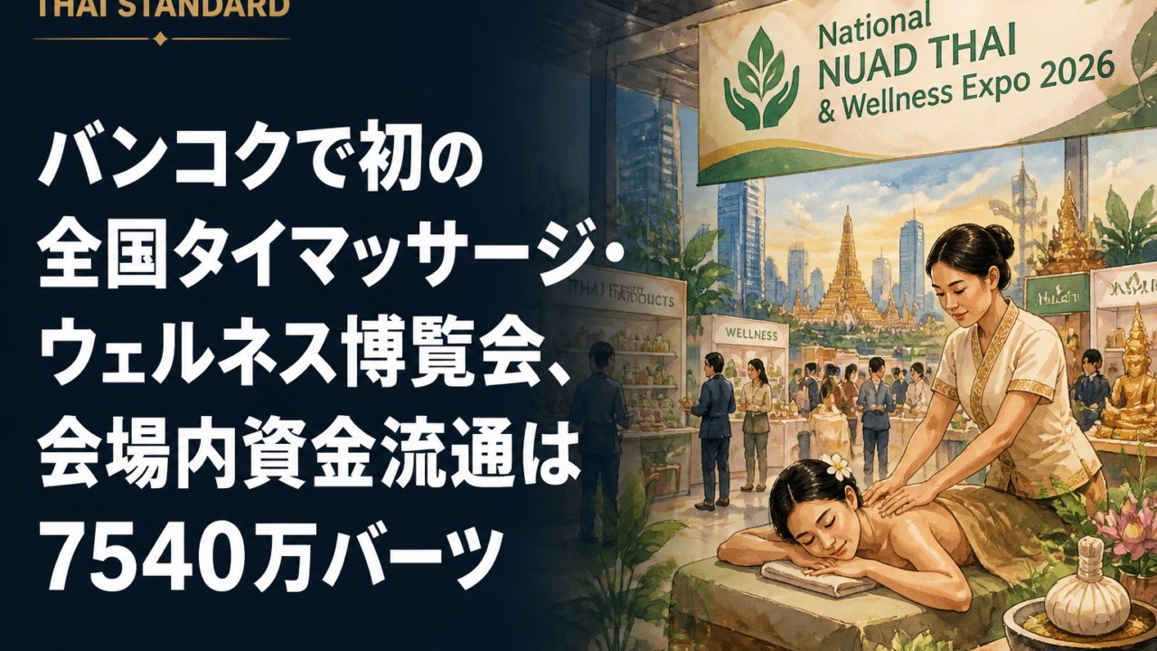バンコクで初の全国タイマッサージ・ウェルネス博覧会、会場内資金流通は7540万バーツを描いたAIイメージ