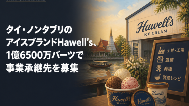 タイ・ノンタブリのアイスブランドHawell’s、1億6500万バーツで事業承継先を募集を描いたAIイメージ