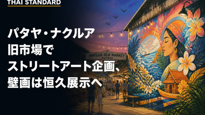 パタヤ・ナクルア旧市場でストリートアート企画、壁画は恒久展示へを描いたAIイメージ