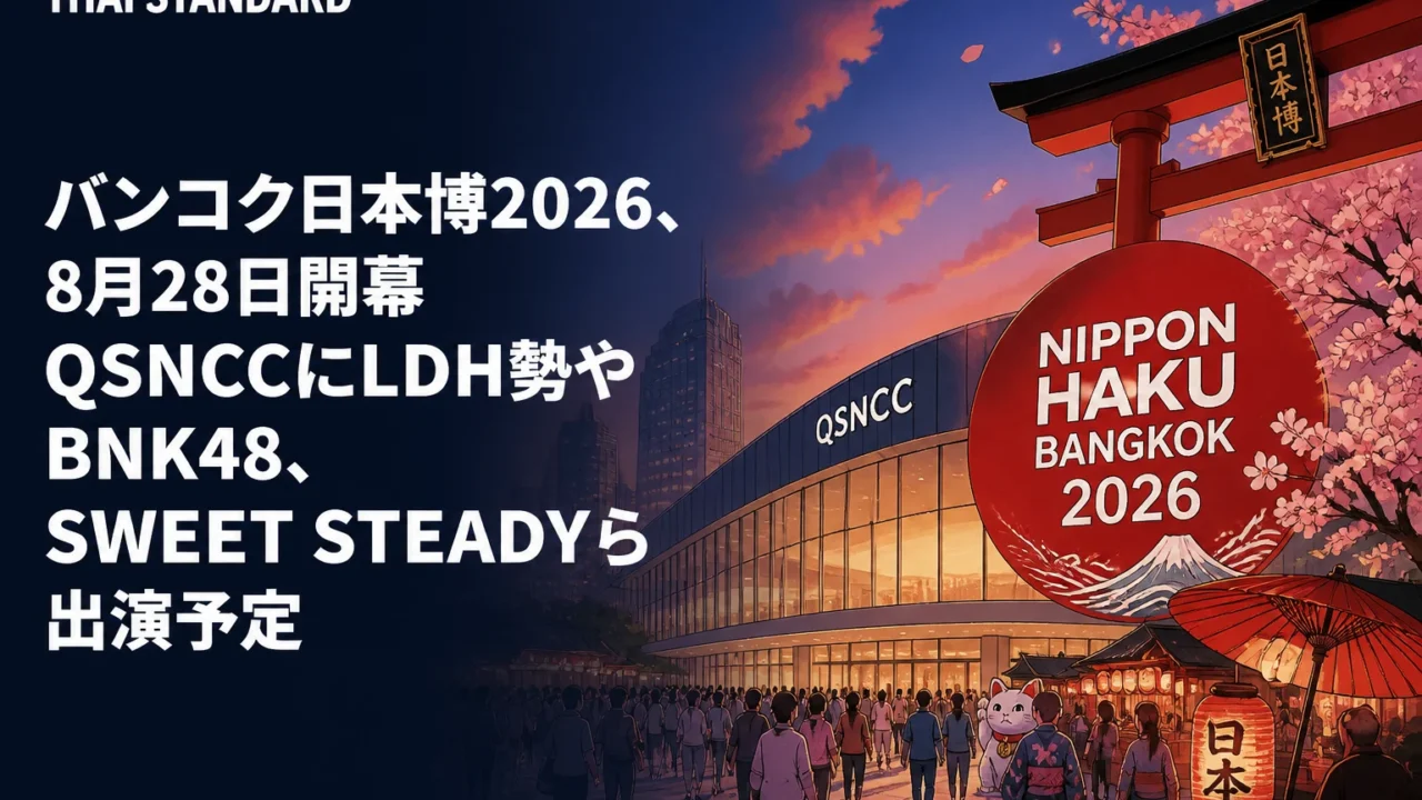 バンコク日本博2026、8月28日開幕 QSNCCにLDH勢やBNK48、SWEET STEADYら出演予定を描いたAIイメージ