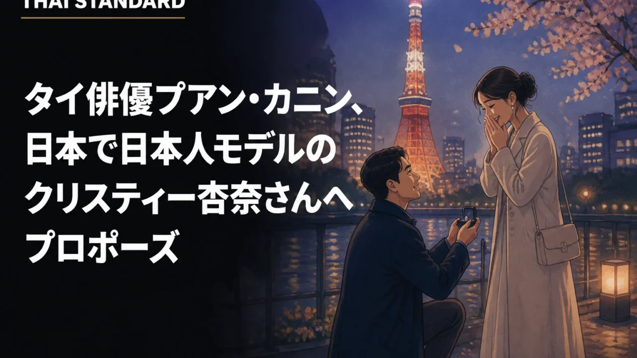 タイ俳優プアン・カニン、日本で日本人モデルのクリスティー杏奈さんへプロポーズを描いたAIイメージ