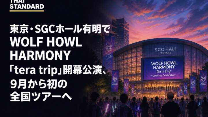 東京・SGCホール有明でWOLF HOWL HARMONY「tera trip」開幕公演、9月から初の全国ツアーへを描いたAIイメージ
